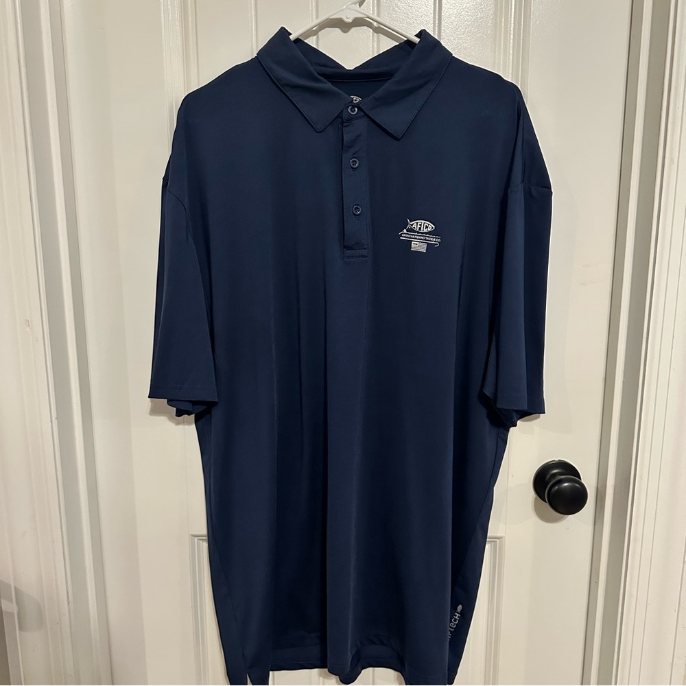 Men's Navy AFTCO Polo Shirt - Performance short sleeved XXL